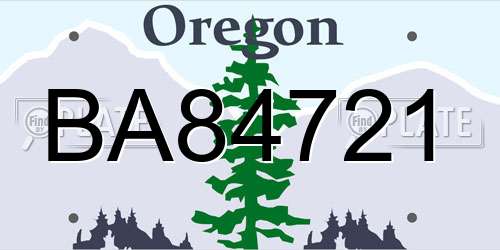 BA84721 Oregon License Plate