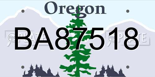 BA87518 Oregon License Plate