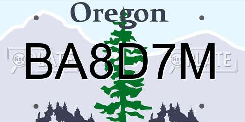 BA8D7M Oregon License Plate