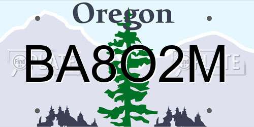 BA8O2M Oregon License Plate