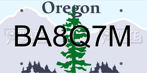 BA8Q7M Oregon License Plate