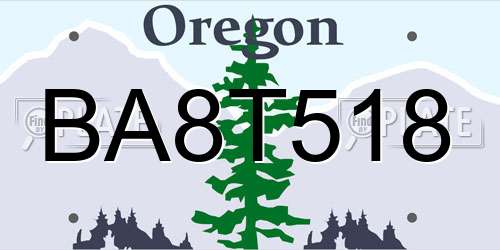 BA8T518 Oregon License Plate