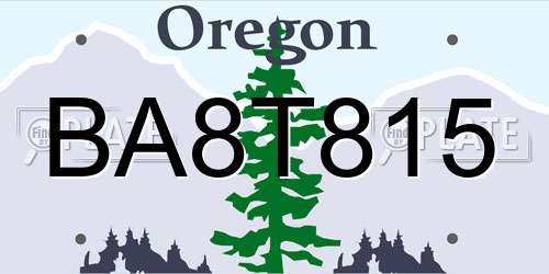 BA8T815 Oregon License Plate