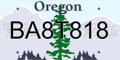 BA8T818 Oregon License Plate