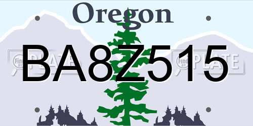 BA8Z515 Oregon License Plate