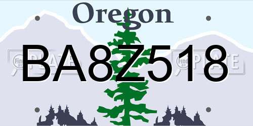 BA8Z518 Oregon License Plate