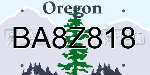 BA8Z818 Oregon License Plate