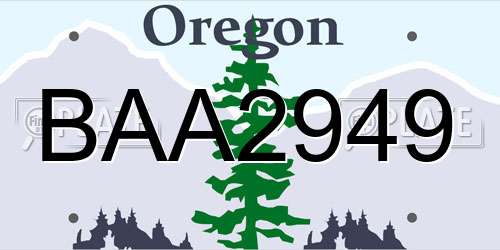 BAA2949 Oregon License Plate