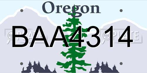 BAA4314 Oregon License Plate