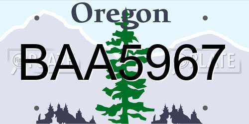 BAA5967 Oregon License Plate