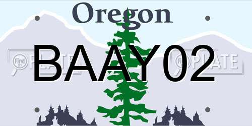 BAAY02 Oregon License Plate