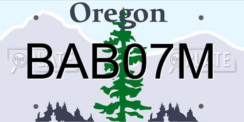 BAB07M Oregon License Plate