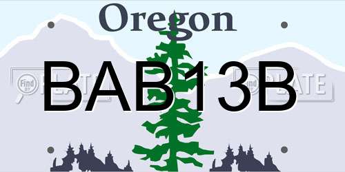 BAB13B Oregon License Plate
