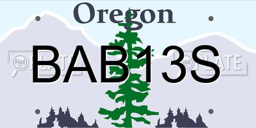 BAB13S Oregon License Plate