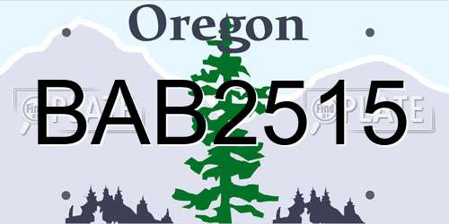 BAB2515 Oregon License Plate