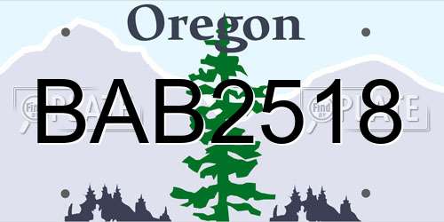 BAB2518 Oregon License Plate