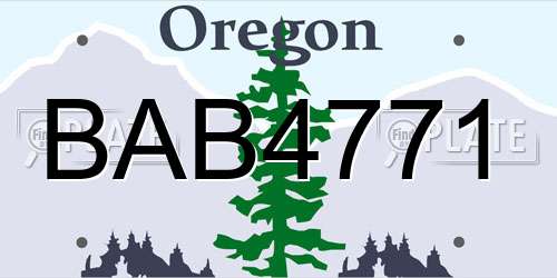 BAB4771 Oregon License Plate