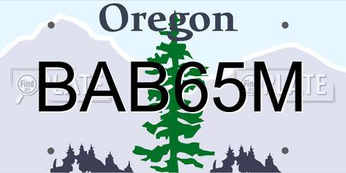 BAB65M Oregon License Plate