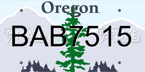 BAB7515 Oregon License Plate