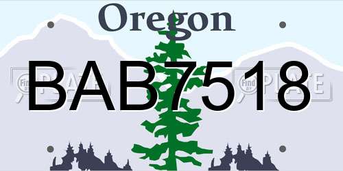 BAB7518 Oregon License Plate