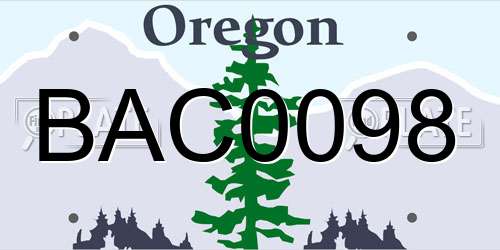 BAC0098 Oregon License Plate