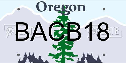 BACB18 Oregon License Plate