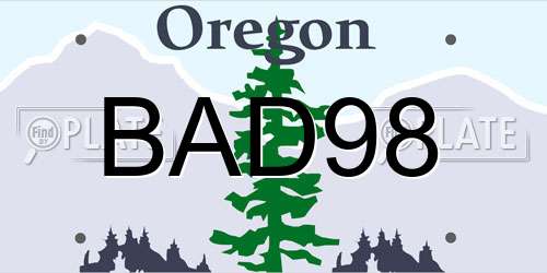BAD98 Oregon License Plate