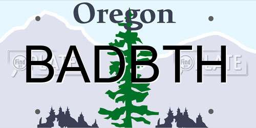 BADBTH Oregon License Plate