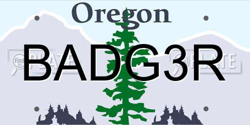 BADG3R Oregon License Plate