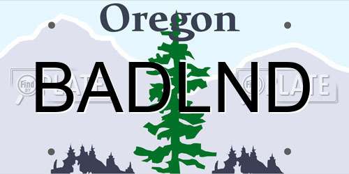 BADLND Oregon License Plate