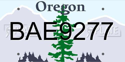 BAE9277 Oregon License Plate