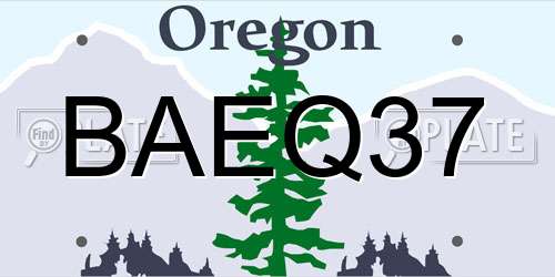 BAEQ37 Oregon License Plate