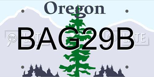 BAG29B Oregon License Plate