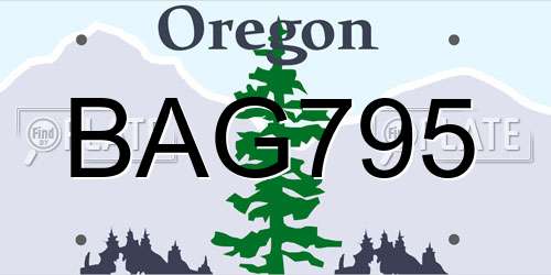BAG795 Oregon License Plate