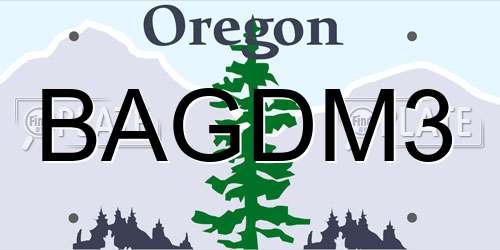 BAGDM3 Oregon License Plate