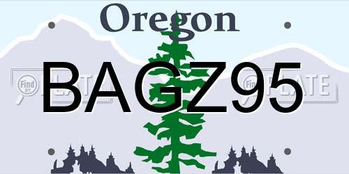 BAGZ95 Oregon License Plate