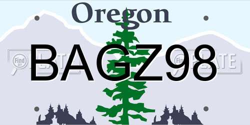 BAGZ98 Oregon License Plate