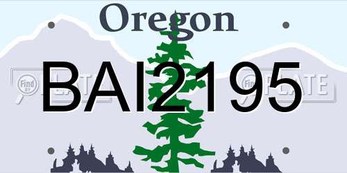 BAI2195 Oregon License Plate