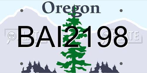 BAI2198 Oregon License Plate