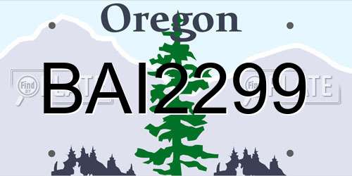 BAI2299 Oregon License Plate