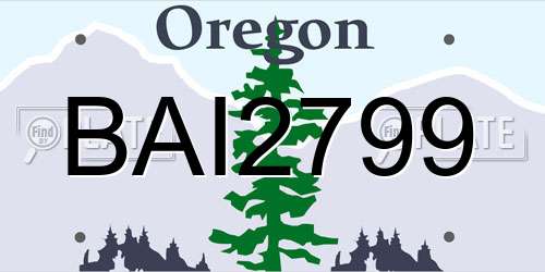 BAI2799 Oregon License Plate