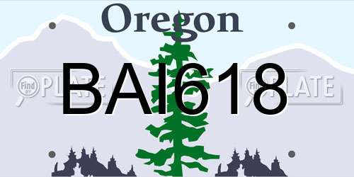 BAI618 Oregon License Plate