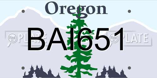 BAI651 Oregon License Plate