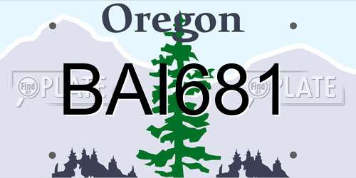 BAI681 Oregon License Plate