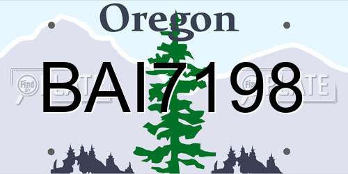 BAI7198 Oregon License Plate
