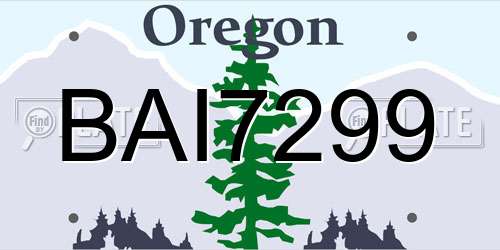 BAI7299 Oregon License Plate