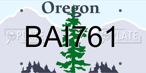 BAI761 Oregon License Plate