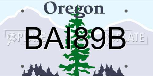 BAI89B Oregon License Plate