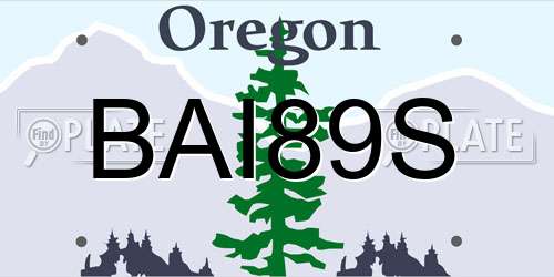 BAI89S Oregon License Plate