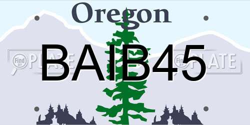 BAIB45 Oregon License Plate